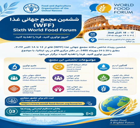 ششمین رویداد شاخص سالانه مجمع جهانی غذا (WFF) فائو
